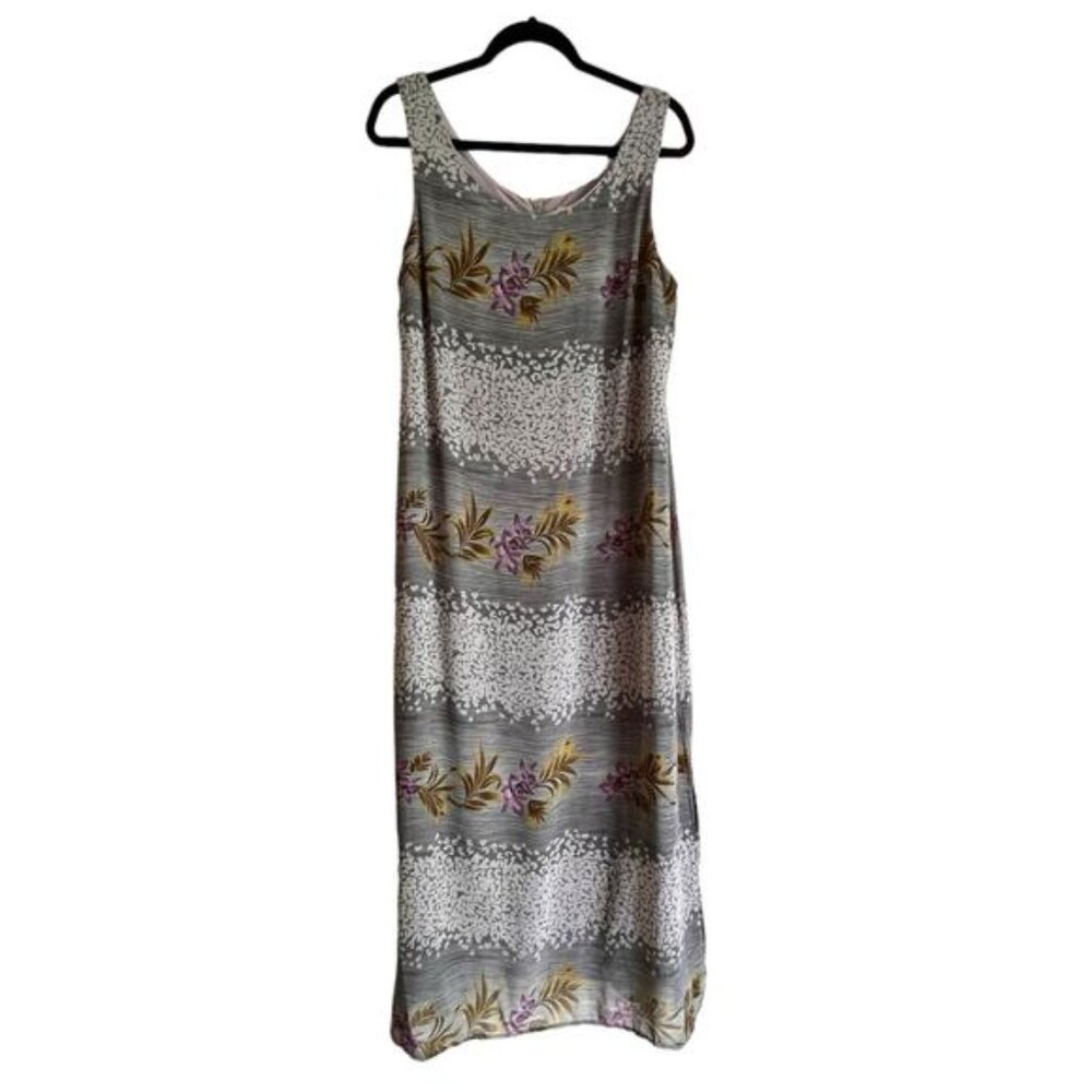 Borcellini Sleeveless Maxi Dress Multicolor Side Slit Green/Gray Size 9/10